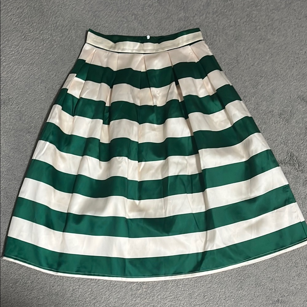 NWOT Beulah Green and Cream Striped Skirt
